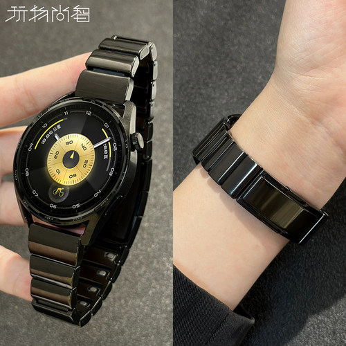 适用华为GT6表带watchgt5微晶陶瓷gt7表带GT4智能腕表watch5男高级款陶瓷黑白色buds2夏季gt5pro替换腕带链
