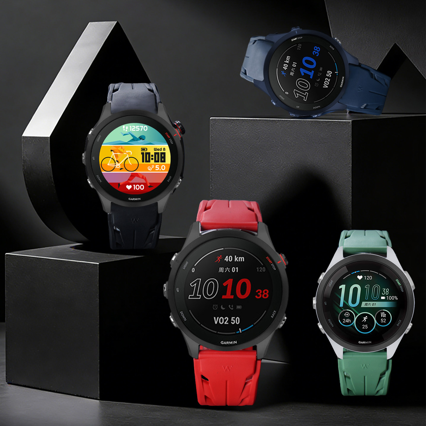 适用佳明Garmin Forerunner 255按压式康赛版570透气橡胶表带970非硅胶Venu4智能腕表Fenix8/Quatix8男26运动