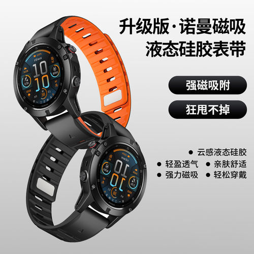 适用佳明Garmin飞耐时Fenix8/Fenix7X/Fenix5X/Fenix6/Epix Pro/Forerunner935/955/970/Tactix8磁吸硅胶表带