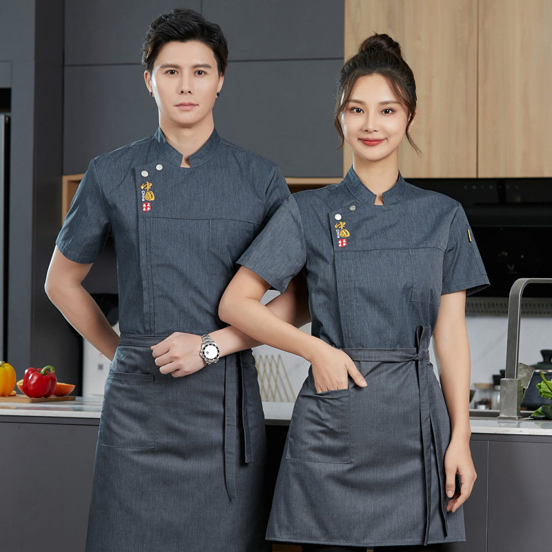 高级厨师服纯棉透气短袖上衣夏季