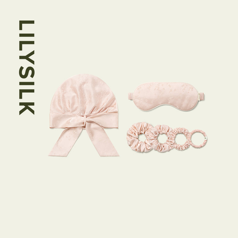 【精选礼物】真丝睡帽眼罩发圈组合装莉莉秀客定制礼物LILYSILK