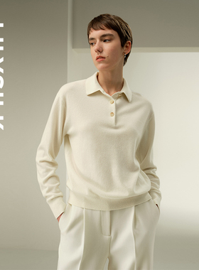 莉莉秀客LILYSILK秋冬BabyCashmere小山羊绒长袖POLO针织衫毛衣