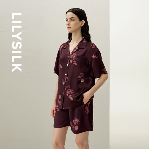【星座系列】巨蟹座专属莉莉秀客LILYSILK桑蚕丝印花短袖睡衣套装