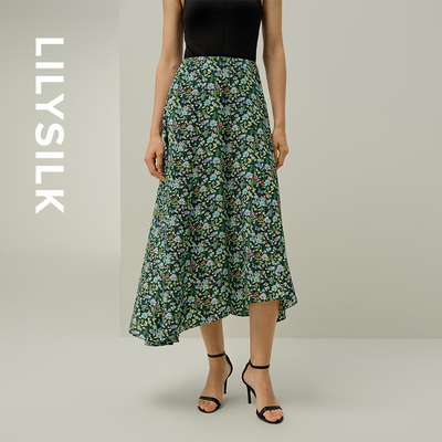 【Liberty联名】莉莉秀客LILYSILK夏新真丝花卉晕染印花A字半身裙