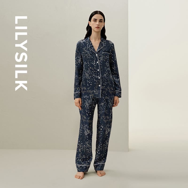 天蝎座印花长袖睡衣套装