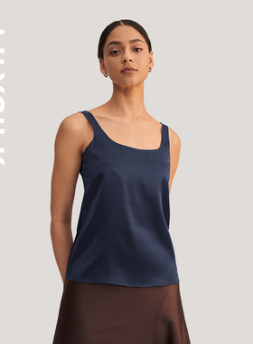 莉莉秀客LILYSILK女士桑蚕丝简约圆领基础款纯色真丝吊带上衣