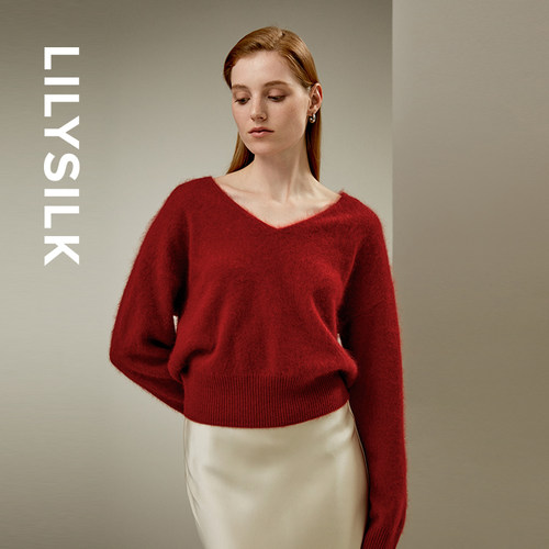 莉莉秀客V领简约短款毛衣