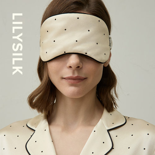 复古波点真丝睡眠眼罩莉莉秀客弹力松紧轻薄午休遮光护眼LILYSILK