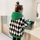 清仓一件过冬加绒加厚外套棉衣棉服洋气男女宝宝棋盘格上衣女童装