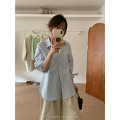 衬衫 香香 上衣 春款 气质智性长袖 蕉 英文刺绣衬衫