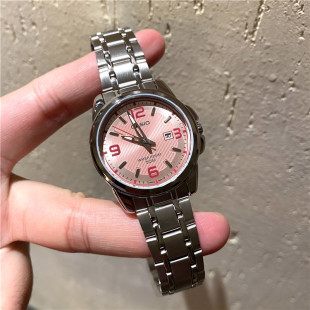 卡西欧手表女学生防水石英日历碎碎冰粉色表盘LTP-1314D-5A 1241