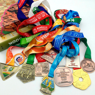 锌合金马拉松纪念荣誉运动挂带织带奖牌奖章个性化金属奖牌印logo