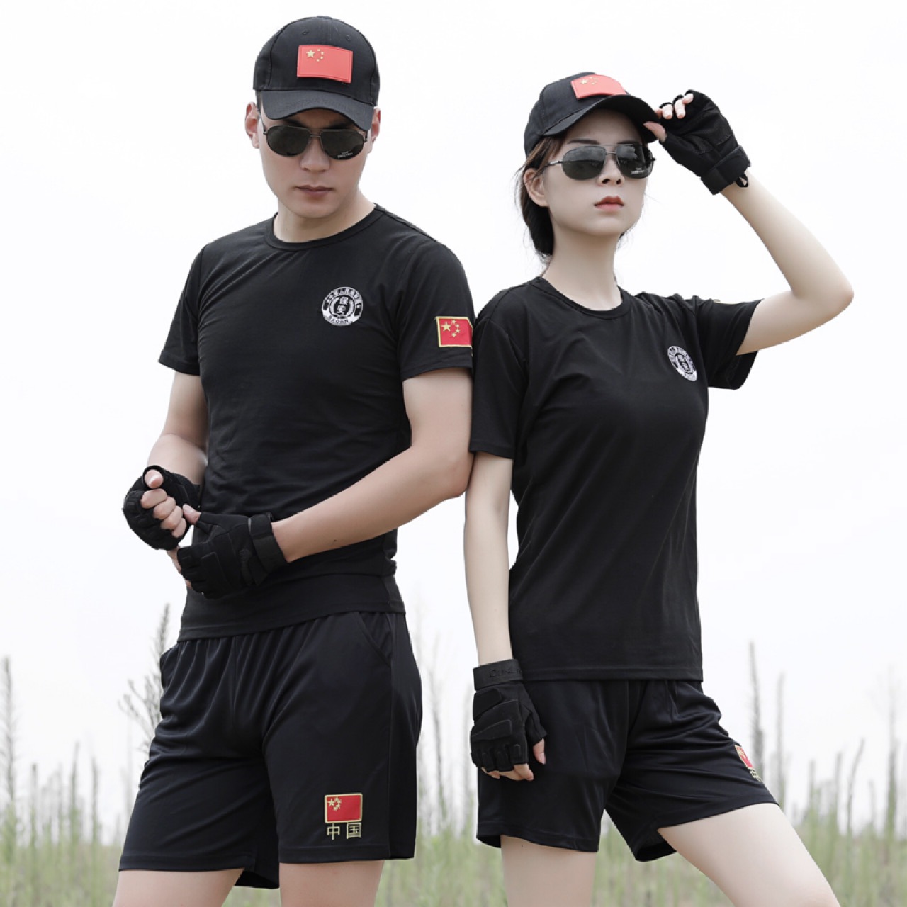保安t恤短袖套装黑色夏装保安作训t恤夏季工作服男保安制服夏天