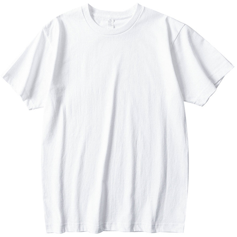 COMFORTABLE TO WEAR  250G HEAVY COTTON ROUND NECK SHORT SLEEVE BUTTON T-SHIRT SIMPLE SOLID COLOR LOOSE TOP SUMMER ALL-MATCH