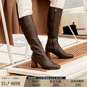 Patricia 帕翠亚西班牙原产2024秋冬优雅圆头真皮法式 高靴女83724