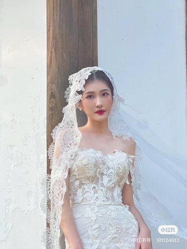 新娘主婚纱高级感超长头纱复古蕾丝头纱外景造型拍照样片