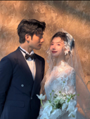 新款 影楼拍照凹造型道具 新娘高级感蕾丝唯美头纱一片式