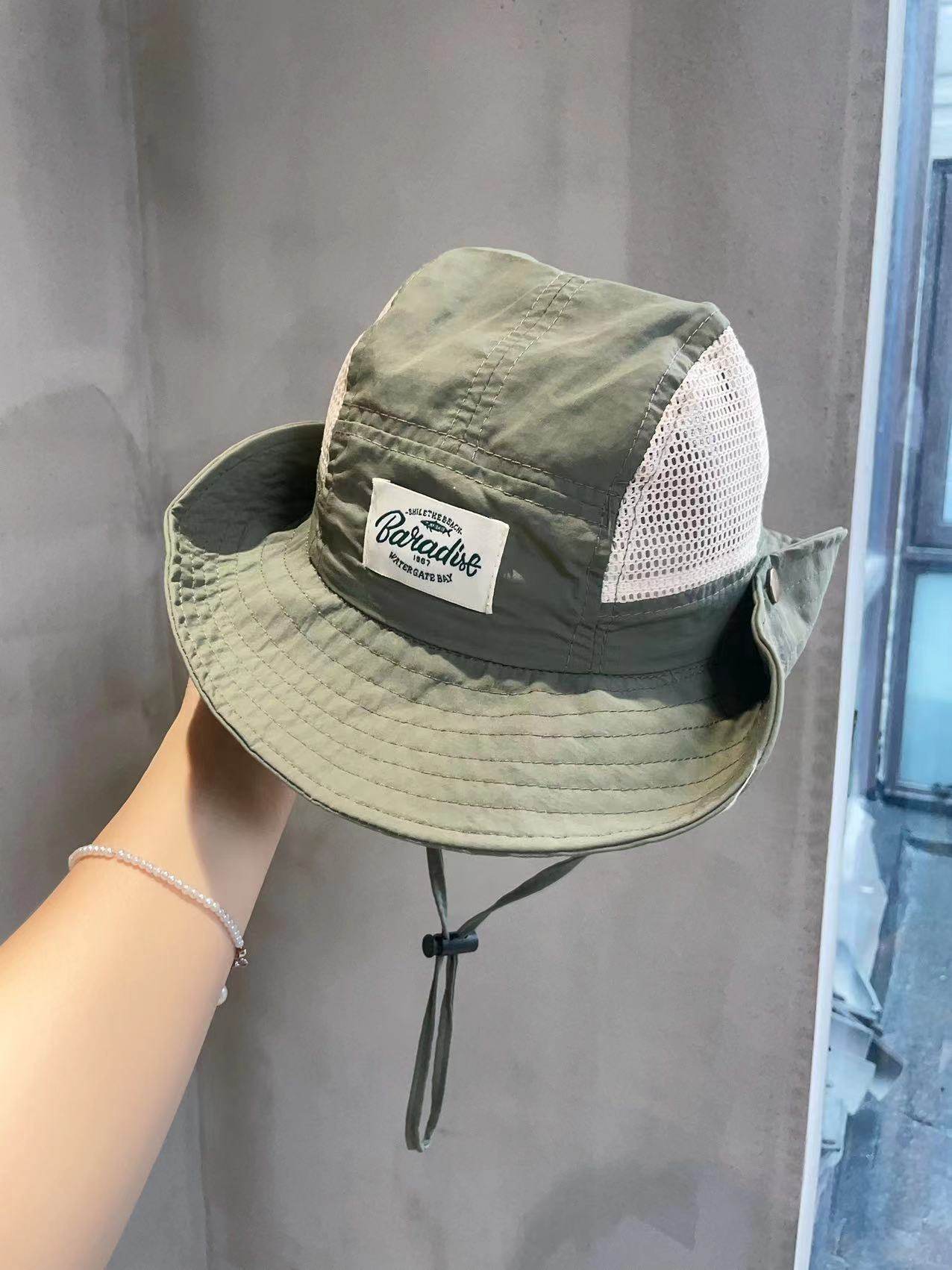 儿童帽子夏季网眼登山帽男童薄款速干帽女童出游遮阳防晒大檐盆帽