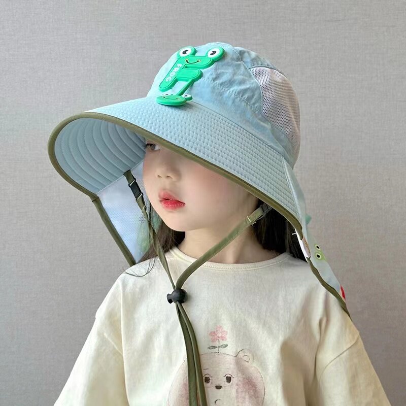 儿童防晒帽子夏季大帽檐男女童披肩遮阳帽韩版透气网眼宝宝太阳帽