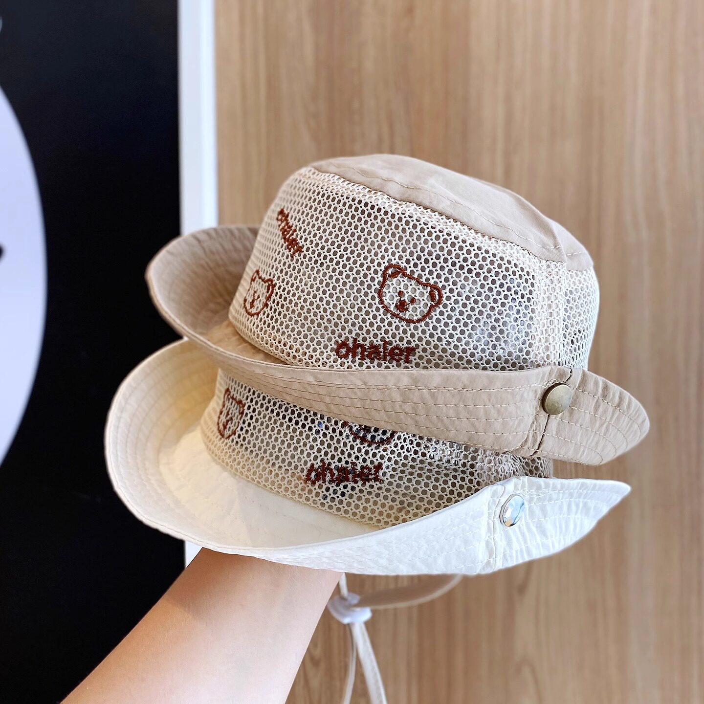 宝宝帽子夏季网眼透气男童薄款大檐渔夫帽遮阳防晒婴儿太阳登山帽