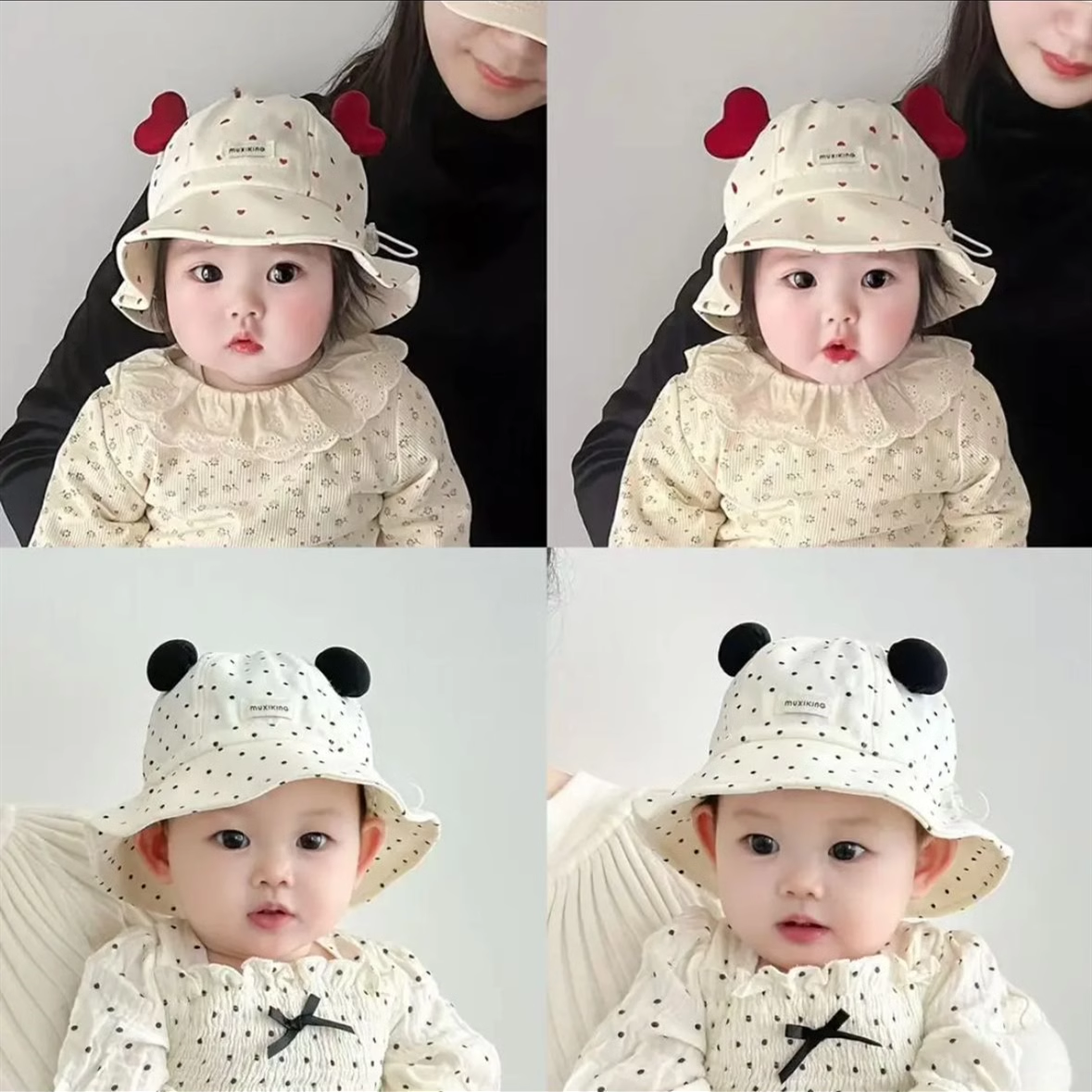 婴儿帽子春秋季薄款甜美可爱遮阳防晒渔夫帽女宝宝小月龄盆帽夏天