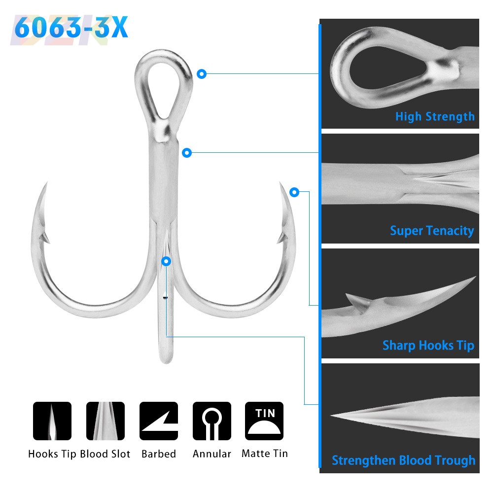 PRO BEROS 新品BKB三本血槽钩有倒刺锚钩路亚渔具20pc/盒v1