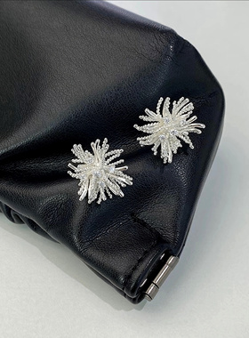 vogueess超闪烟花感绽放耳环金属设计感小众耳钉麦穗款925银针新