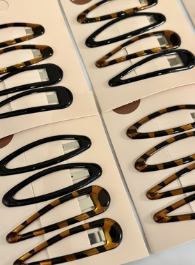 vogueess基础复古豹纹水滴发夹侧边刘海碎发BB夹高级感头饰玳瑁黑