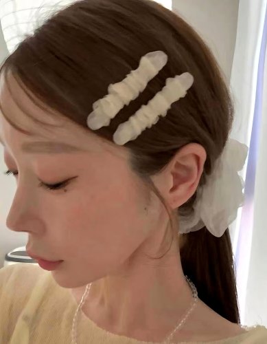 韩国欧尼同款欧根纱褶皱发夹