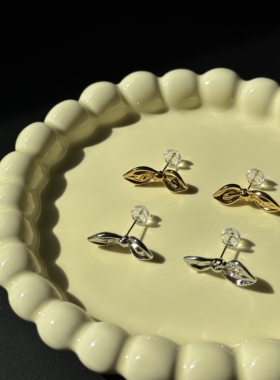 vogueess可爱少女感甜美兔耳朵蝴蝶结耳环钉925银针甜酷小众配饰