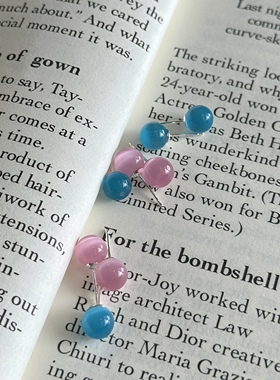 vogueess新品小猴子同款猫眼石亮蓝色耳环简约百搭小众耳钉925银