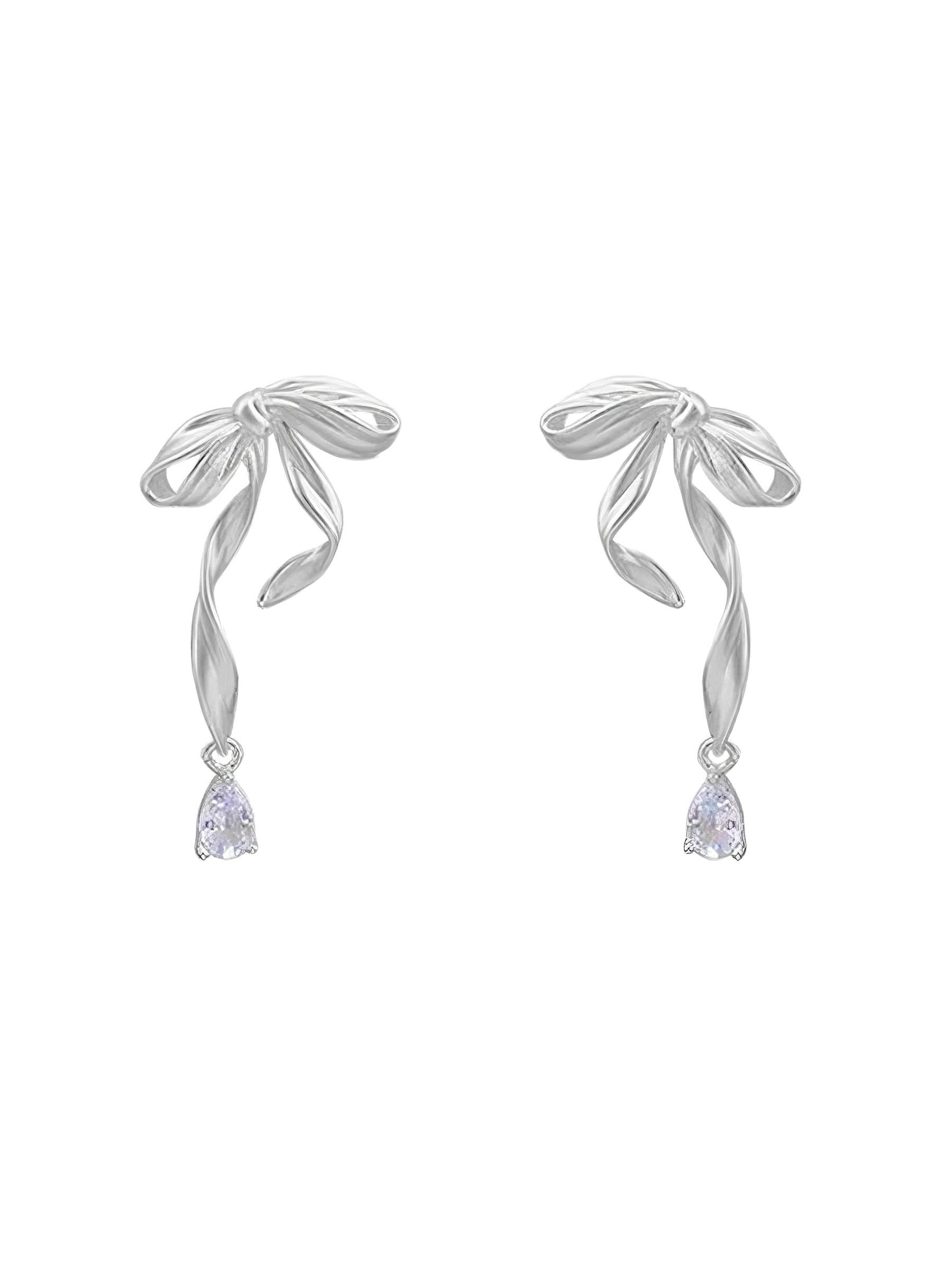 蝴蝶结丝带锆石耳钉耳夹