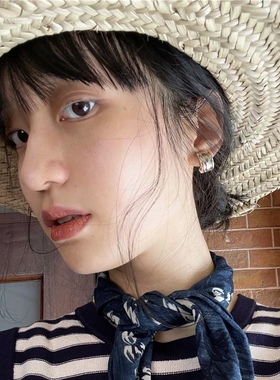 vogueess法式极简宽面银色耳环大C形耳钉设计感花瓶高级气质百搭