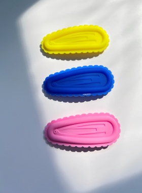 vogueess新品立体硅胶嘭膨发夹马卡龙色系一字夹时髦可爱少女感in