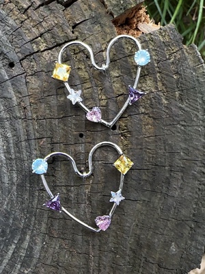 春夏新款爱心彩锆夸张耳环