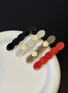 vogueess韩国小众设计感玫瑰花醋酸发夹高级感刘海夹侧边夹发饰新
