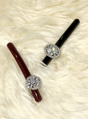 vogueess超闪法式简约锆石醋酸边夹碎发鸭嘴夹氛围感配饰大钻基础