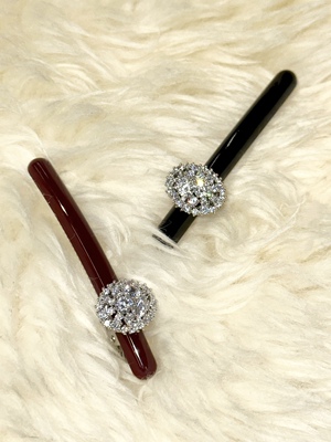 法式简约超闪锆石醋酸鸭嘴夹