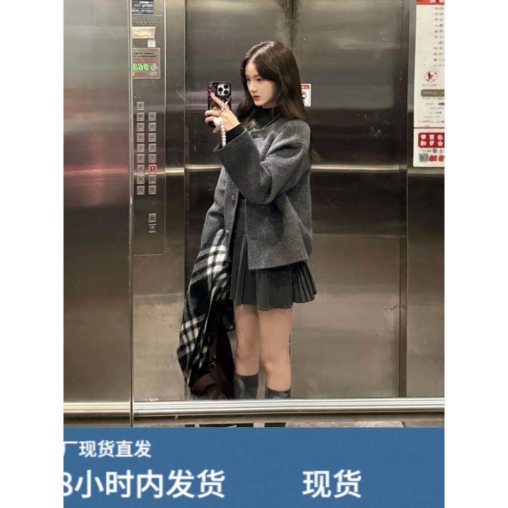 覆古灰色小香风百搭毛呢外套女秋冬小个子高级感休闲短款呢子大衣,运动/瑜伽/健身/球迷用品,广场舞套装,淘宝优惠券,粉丝福利购,淘宝优惠卷