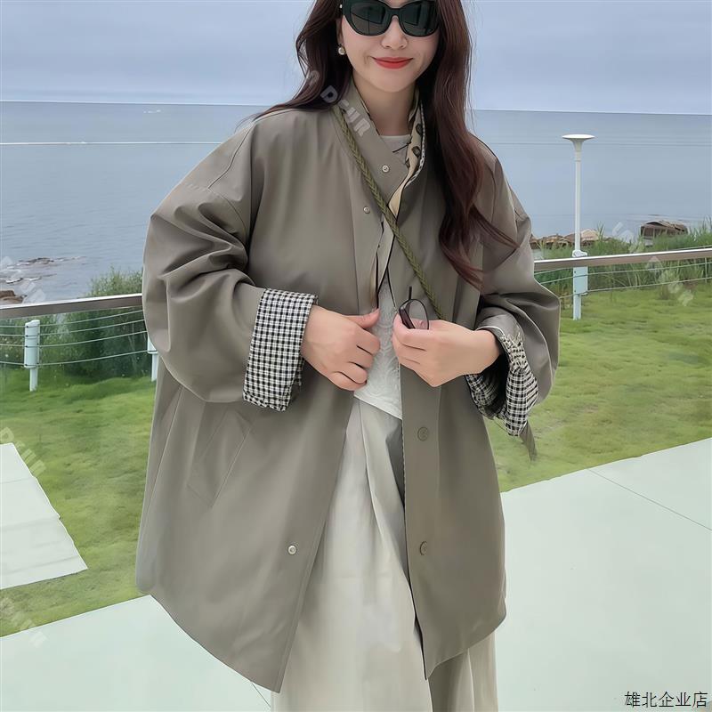 2025秋季新款韩系休闲气质两面穿风衣中长款女款宽松气质休闲长款
