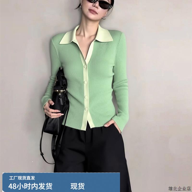 秋季独特漂亮上衣韩系绝美巨好看洋气减龄小众不撞款绿色针织衫女