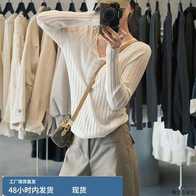高级感超好看韩系chic上衣高端精致茶里茶气别致白色针织衫女秋季