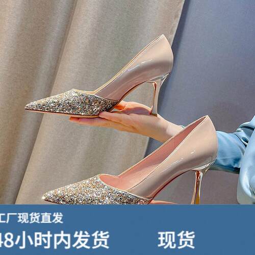 lp06-11格利特尖头高跟鞋浅口细跟时装单鞋百搭宴会女鞋