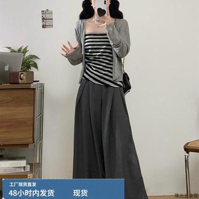 早秋小个子法式松弛感ootd穿搭套装裤子女开衫2025超火穿搭一整套