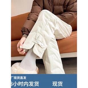 显瘦防寒防风加厚保暖棉裤 2025冬季 女高腰修身 白鸭绒羽绒裤 子 新款