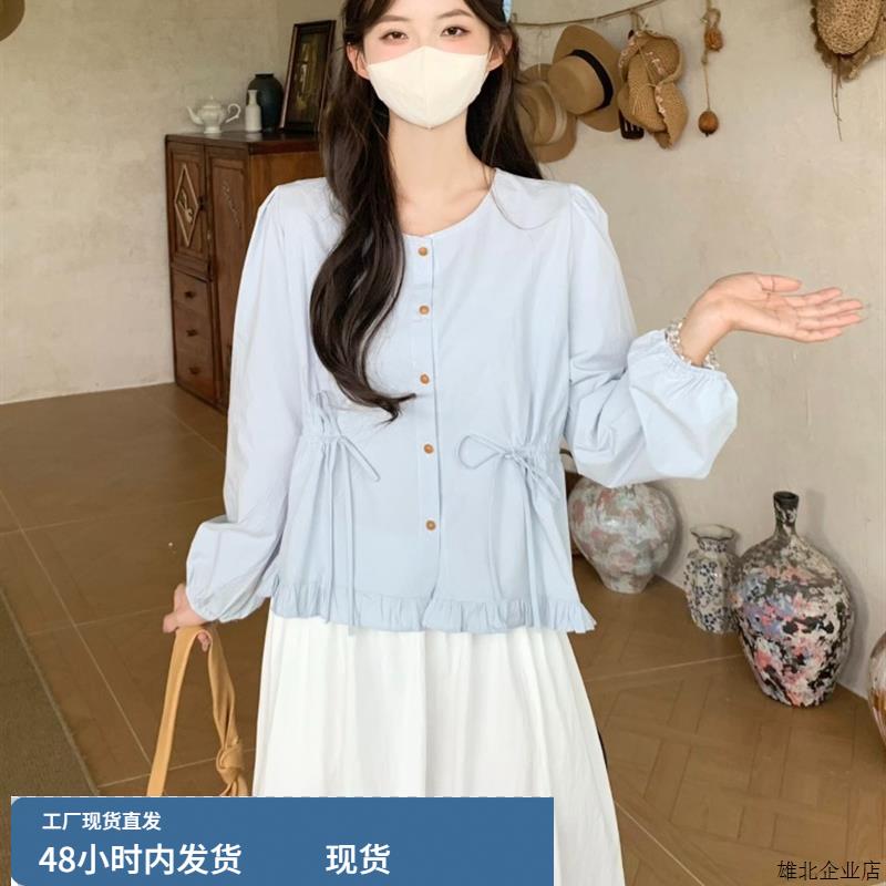 韩系早秋穿搭套装裙子女多巴胺亚麻棉麻ootd氛围感海边出片两件套
