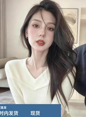 今年流行的爆款女装修身v领毛衣打底衫冬天韩系温柔风针织衫上衣