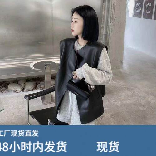 大码不裂陂衣马甲女士2024春秋新款外搭叠穿时尚洋气坎肩外套上衣