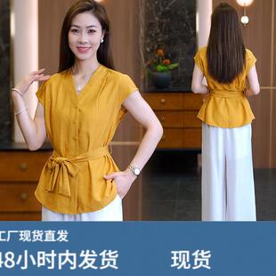 职业套装女装2026今年流行新款休闲洋气夏款减龄时尚阔腿裤两件套