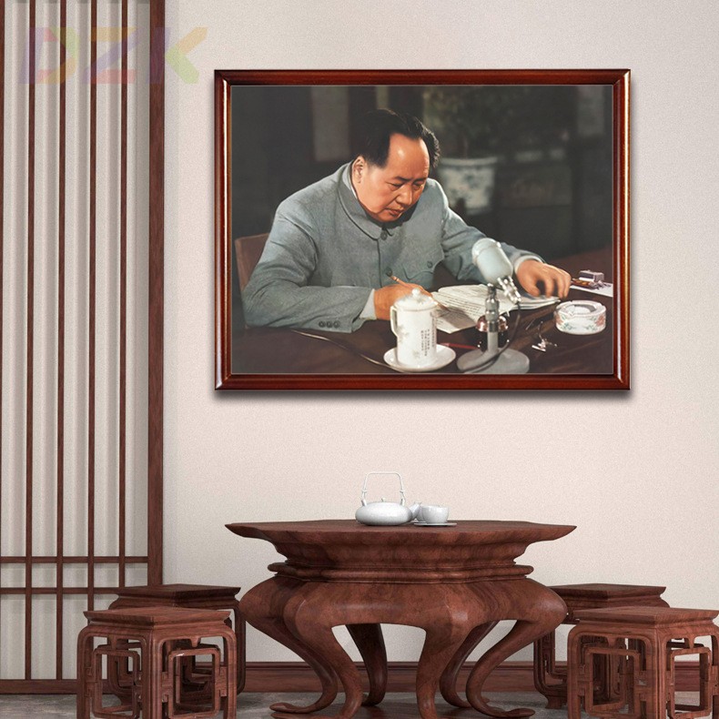 毛主席画像有框毛爷爷伏案书写壁挂像客厅装饰画中堂大厅伟人挂n3